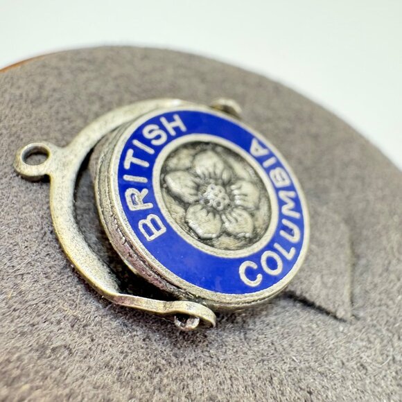 VTG Sterling Silver 925 British Columbia Enamel Flower Pendant Size 0.75" Length - Picture 2 of 9